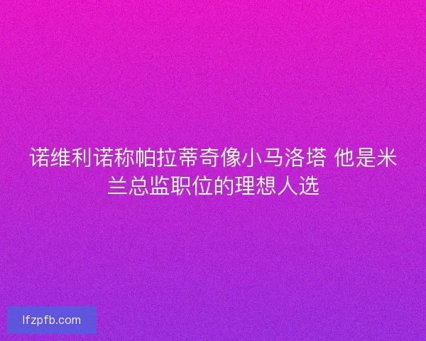 诺维利诺称帕拉蒂奇像小马洛塔 他是米兰总监职位的理想人选