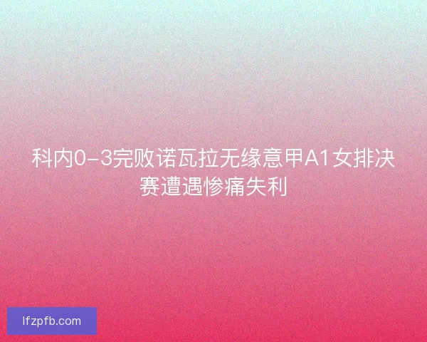科内0-3完败诺瓦拉无缘意甲A1女排决赛遭遇惨痛失利